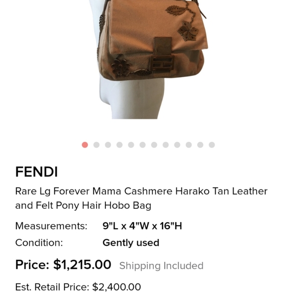 ๐Rare FENDI Beaded Cashmere Wool Hobo Bag๐ - Picture 13 of 14